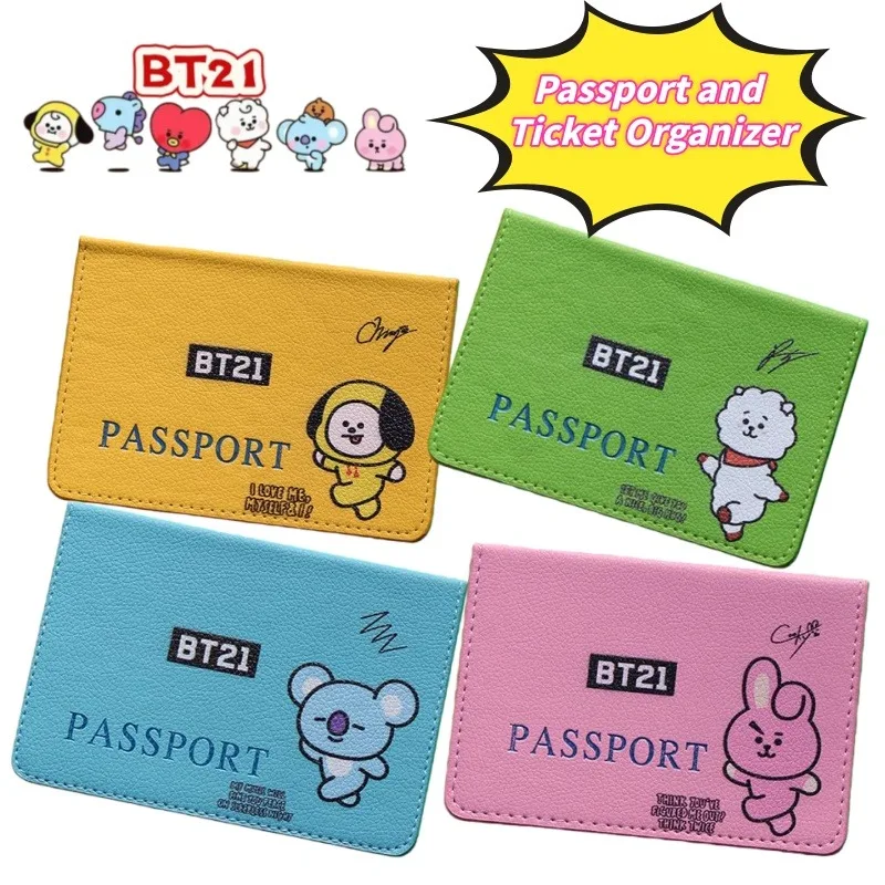 

New BT21 High-value Creative Personality Passport Certificate Protection Cover Storage Bag Cartoon Cute Convenient Ticket Holder