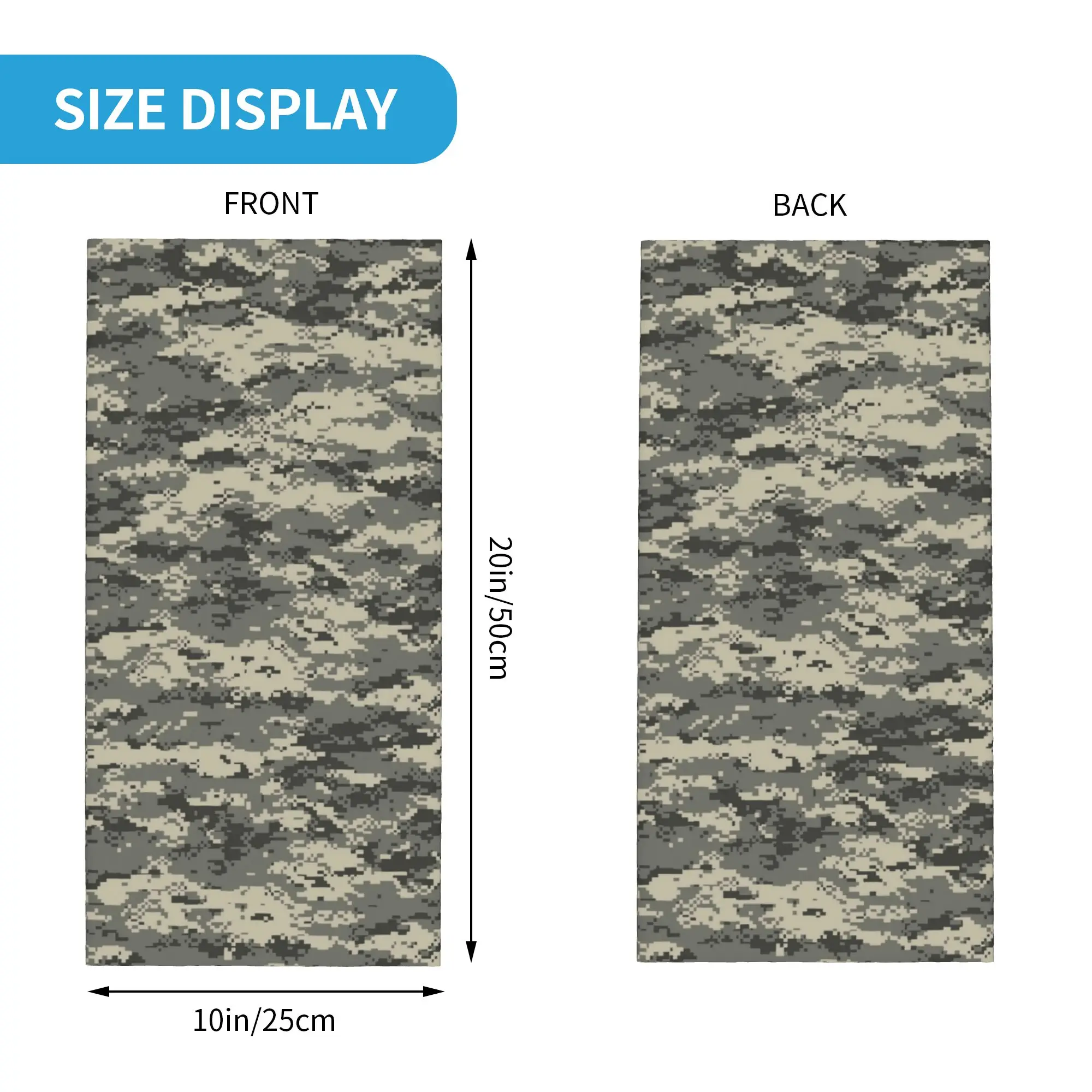 Digital Gray Camo Bandana Neck Warmer Women Men Winter Ski Hiking Scarf Gaiter Camouflage Face Cover