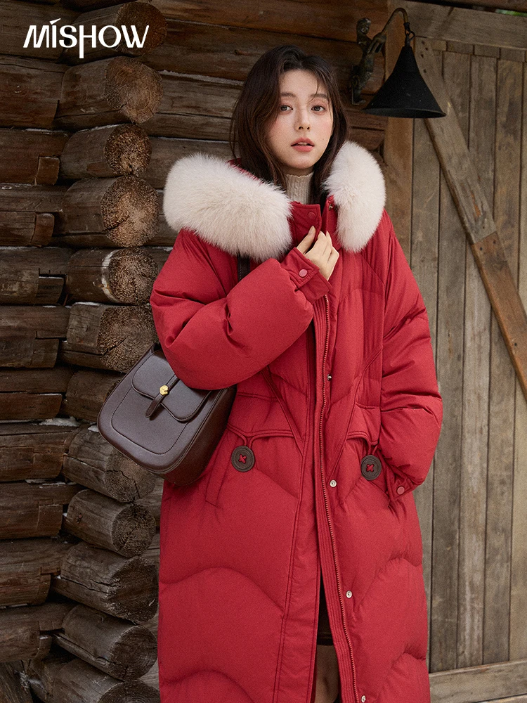 

MISHOW Fox Fur Collar Down Jacket for Women 2025 Winter Fashion 90% White Duck Down Thickened Coat Warm Long Coat MXE51Y0082