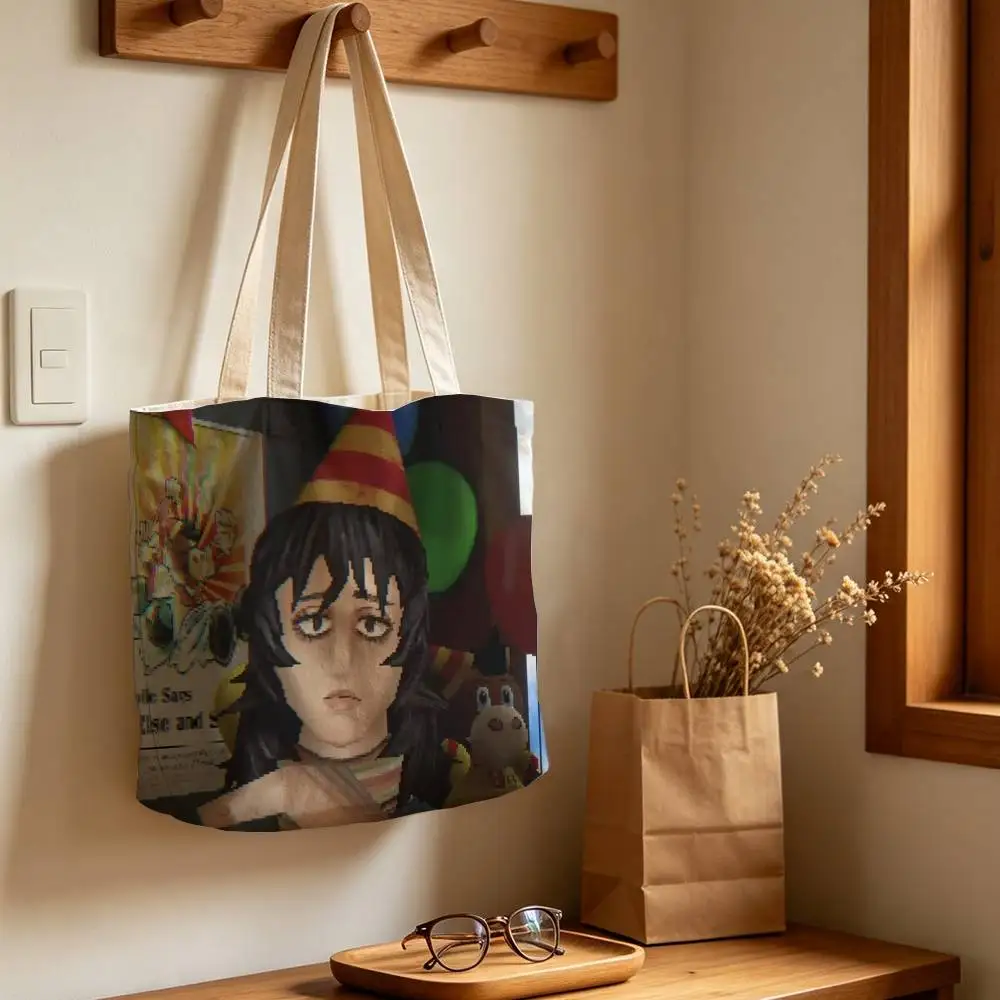 M-Mouthwashing Horro Game Reusable Foldable Canvas Tote Bag for Shopping and Daily Use