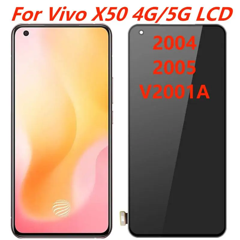 

Original 6.56" AMOLED For Vivo X50 4G/5G 2004 2005 V2001A LCD Display With Frame Touch Screen Digitizer Assembly Replacement