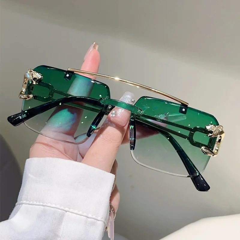1pcs Retro Frameless MEN'S AND WOMEN'S Sunglasses, Fashionable, Nickel Double-layer, UV400 Glasses