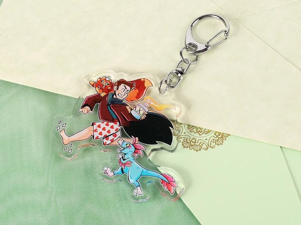 DCC Princess Donuts Samantha Keychain LitRPG Dungeon Explorer Carl Acrylic Booktok Webtoon Gaming Anime Collectible Key Ring