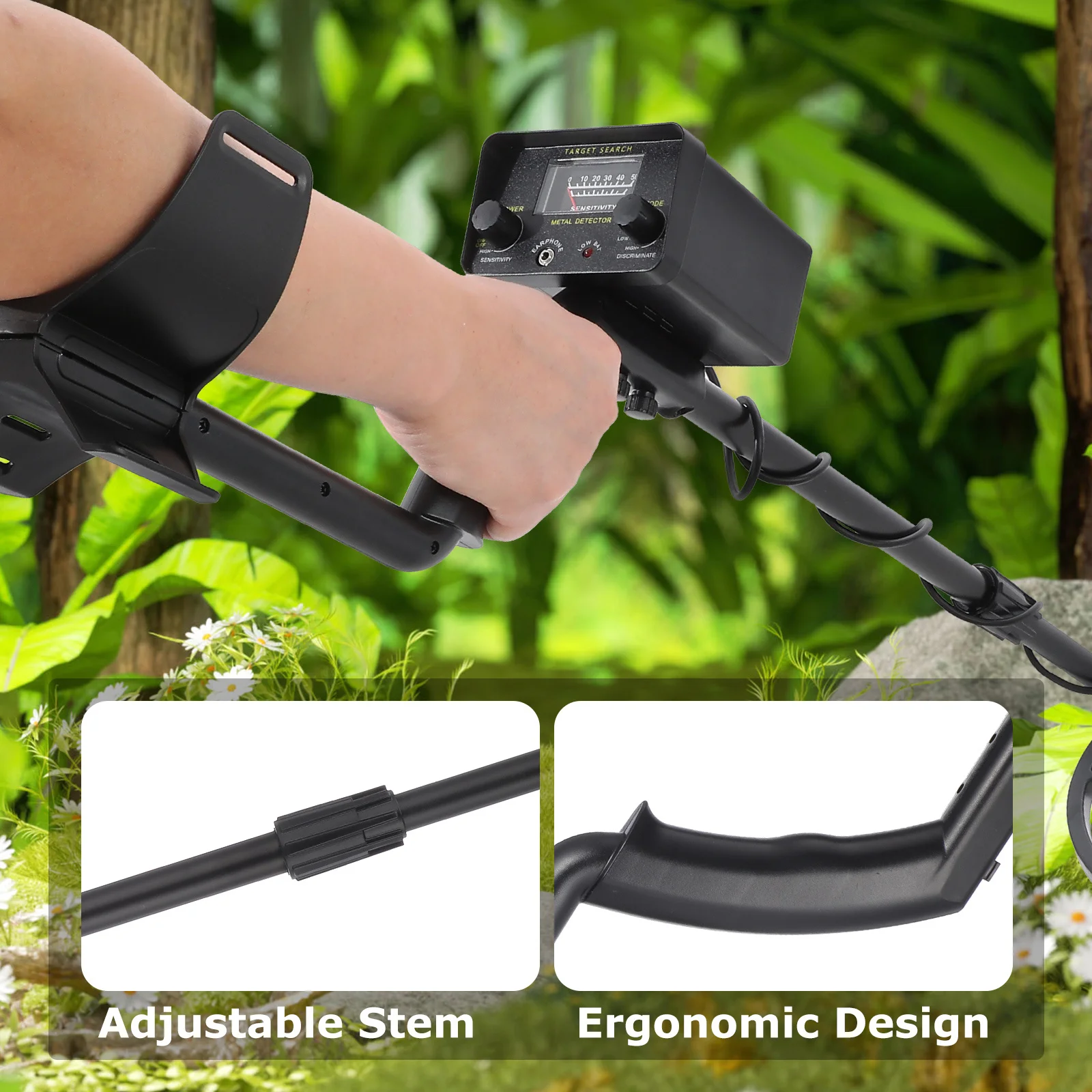 

Metal Adjustable Length Waterproof Lightweight High Sensitivity Outdoor Treasure Hunting Kit Metal Detecting