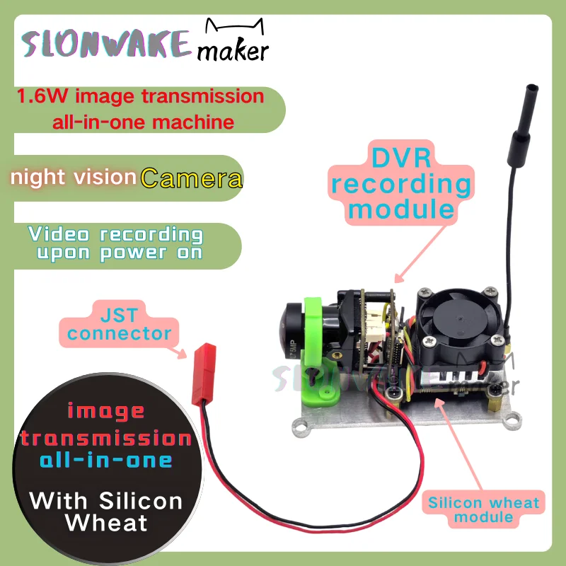 

FPV 1.6W Video Transmitter All-in-One with Recording Function, VTX 1200TVL Camera, Dual Cooling, Fixed-Wing Specialized