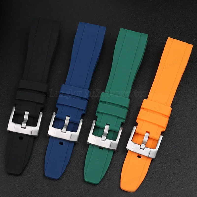 Curved End Silicone Strap 20mm 22mm for Citizen Waterproof Rubber Watch Band for Omega for Swatch Bracelet for Rolex Men Women