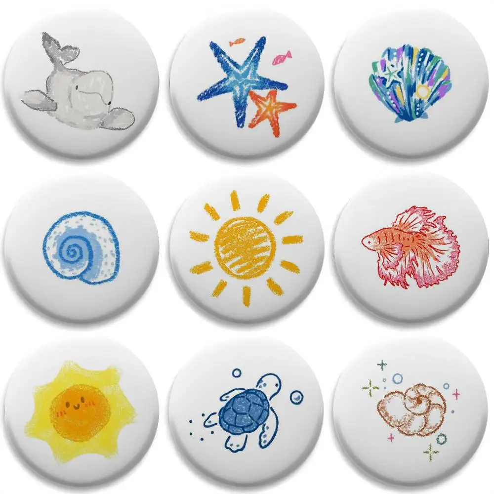 

INS Cartoon Cute Kid Baby Art Badges Round Exquisite Badge Brooches Creative Pins For Clothes Hat Backpack Gift Accessories