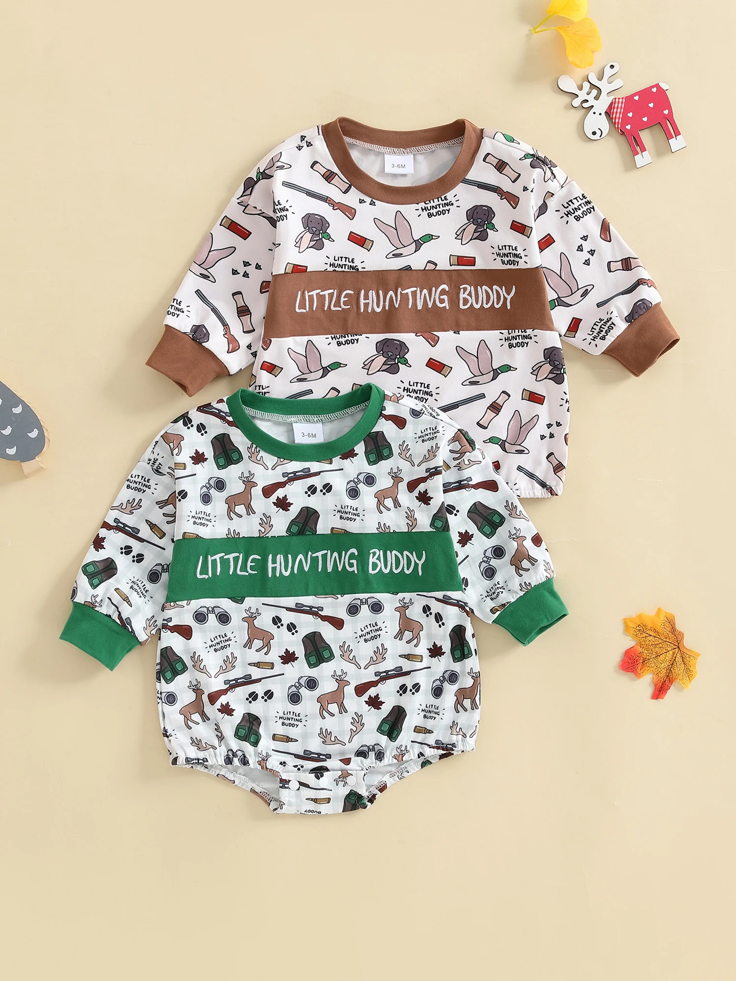 

Infant Unisex Autumn Bodysuit Comfortable Patterned Round Neck Full Sleeve Toddler Playsuit Loose Fitting Stylish