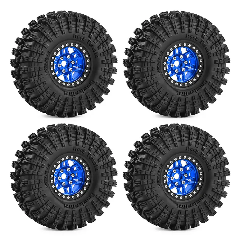 1.9 Inch Beadlock Wheels Tires 12mm Hex for TRX4 SCX10 Capra Axial SCX24 Traxxas Enduro RC Crawler Truck Upgrade Parts