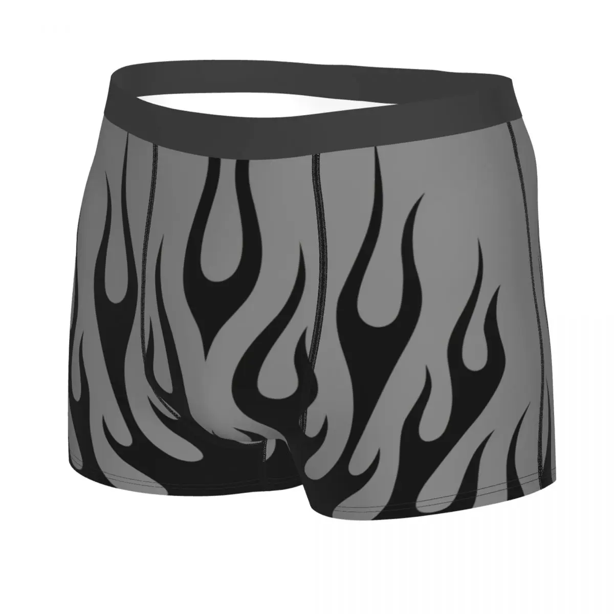 Custom Black Fire Flames Pattern Boxers Shorts Men Briefs Underwear Cool Underpants