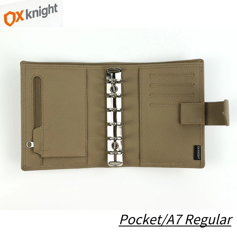 agenda-organizador-diario-cuaderno-de-dibujo-ox-knight-regular-pocket-a7-con-anillas-cubierta-de-cuero-genuino-con-textura-granulada