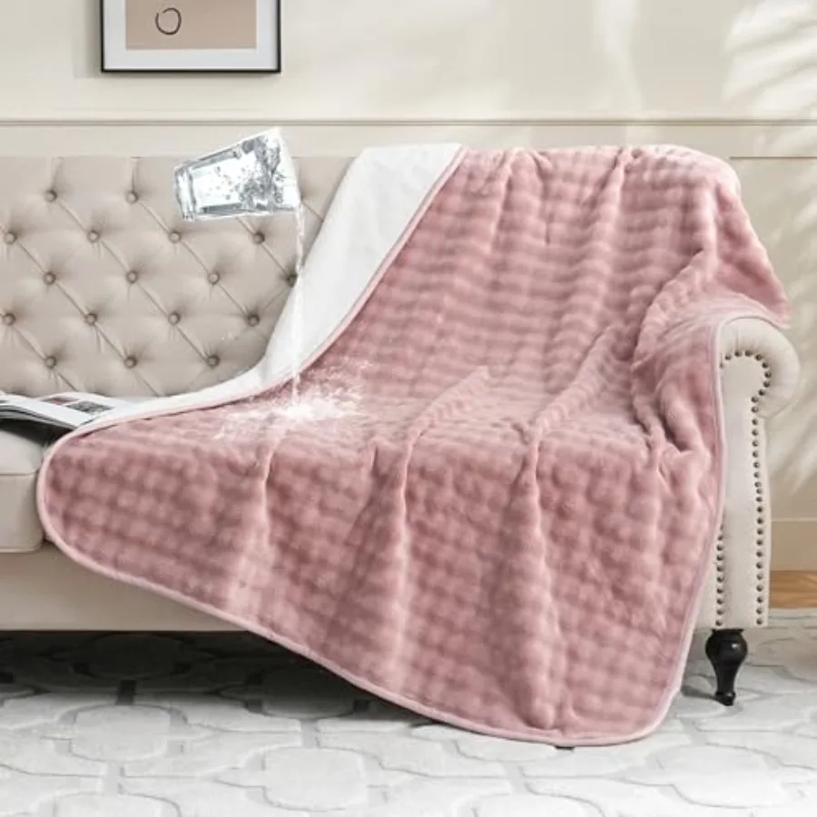 

Waterproof Blanket for Bed Couch Sofa Car, Soft Leakproof Dog Blanket with 3D Bubble Pattern, Reversible Water Proof Pet Blanke