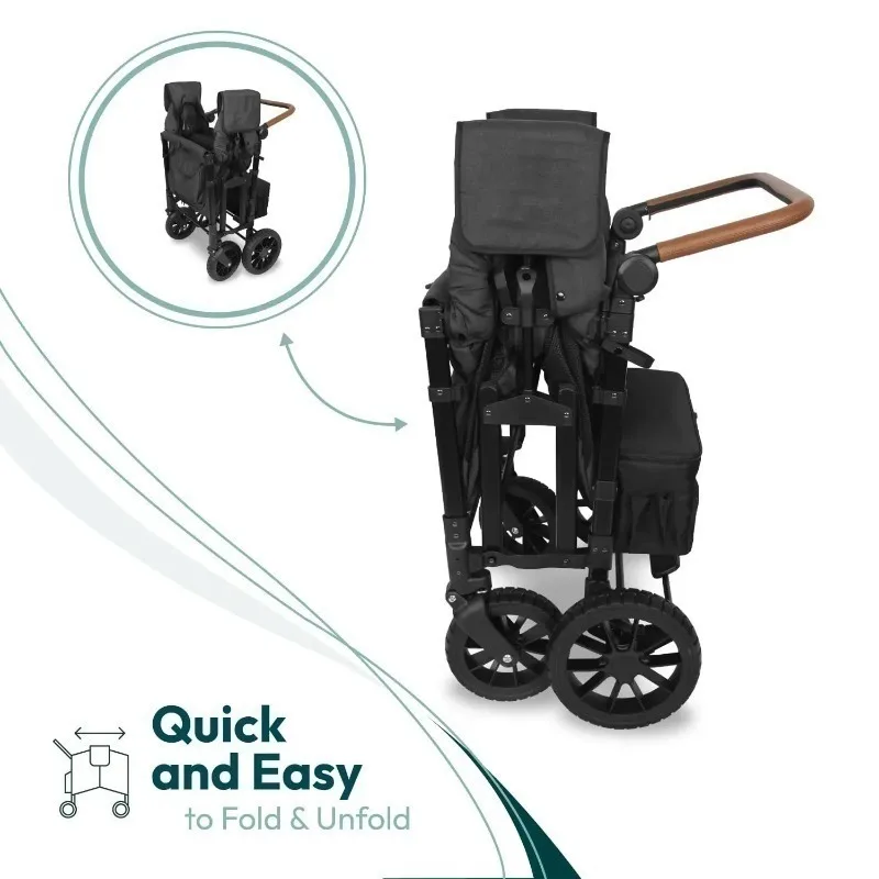 #Custom High quality Collapsible  4 Seater Wagon Stroller with 5 Point Harnesses Buckle and Adjustable Su-n Canopy