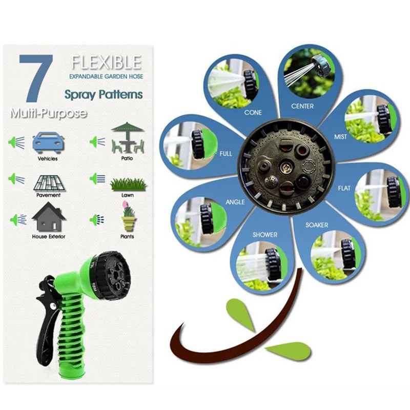 Watering artifact garden hose expandable magic hose garden irrigation supplies 7-function water gun set 25ft~200ft