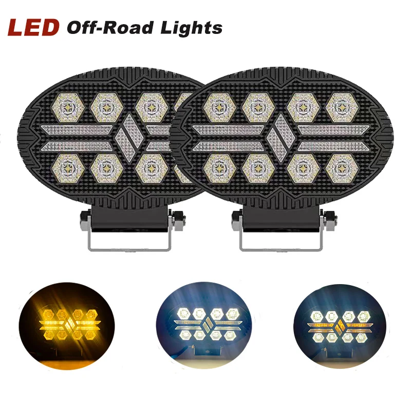 5.5Inch Work Light LED Dual Color Combo Beam Auxiliary Headlights for Jeeps Truck SUV ATV UTV 4WD Headlights Heavy Machinery