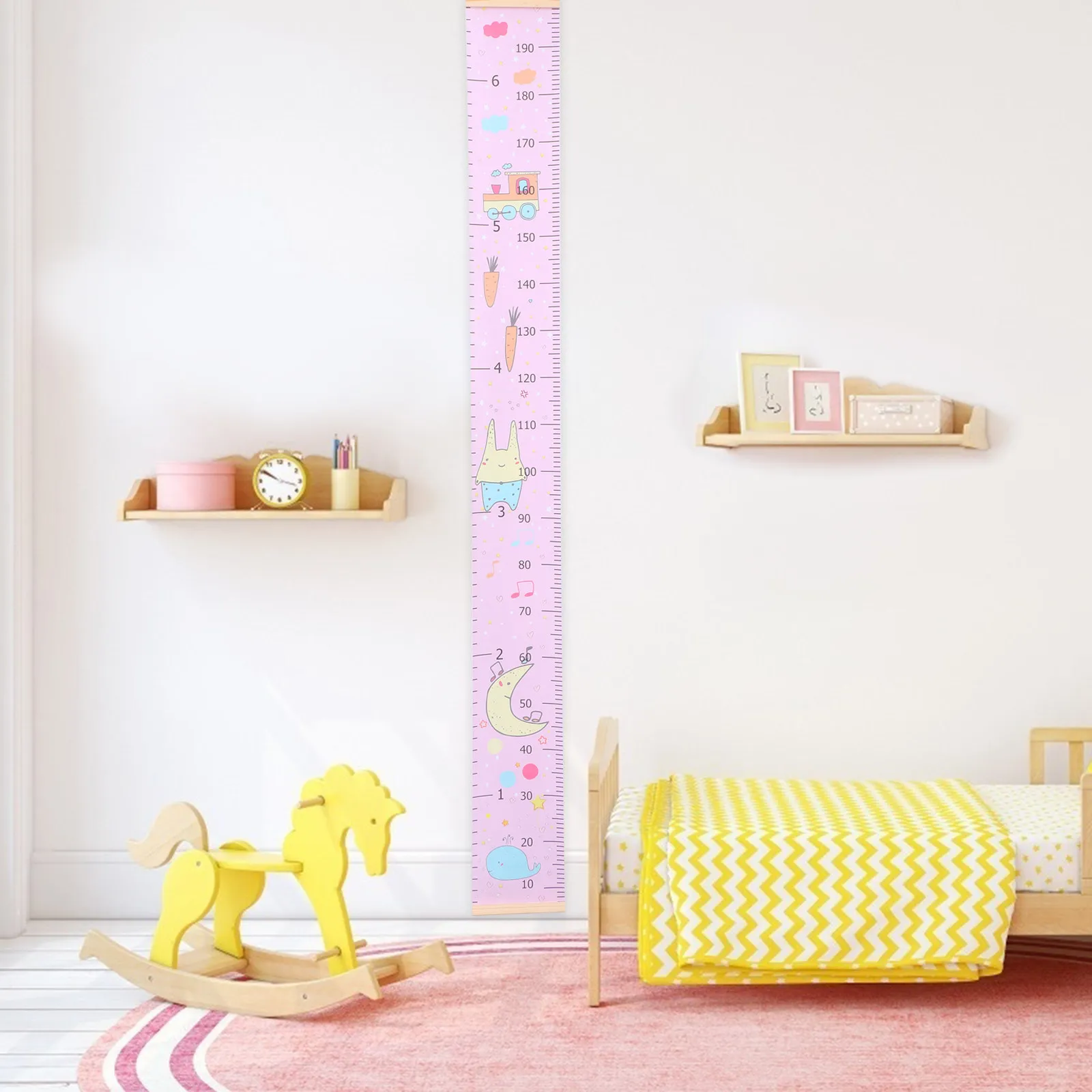 

1pc Kids Height Measurement Ruler Premium Canvas Growth Chart Wall Hanging For Nursery Bedroom Decor Cartoon Design Height
