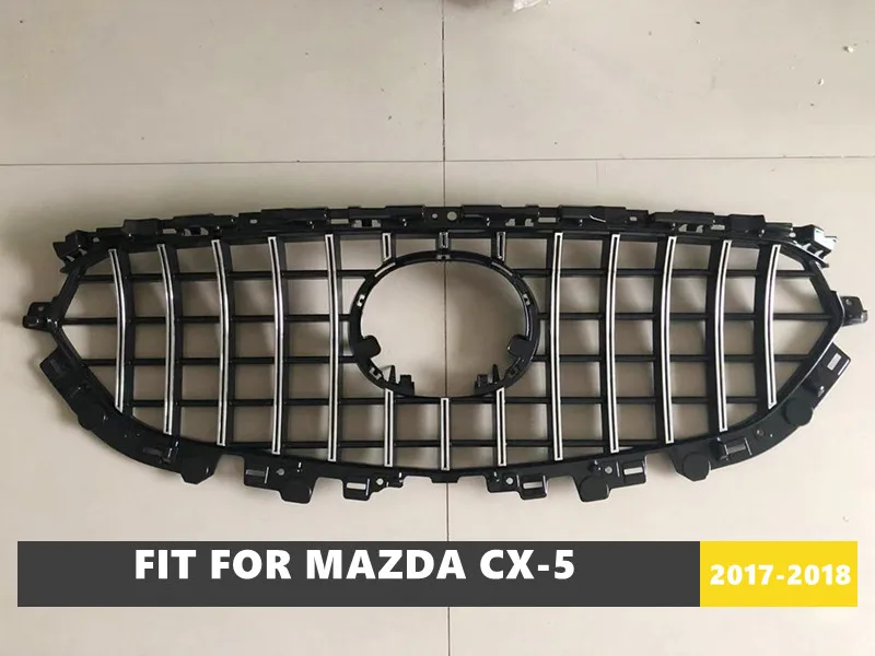 

ABS Front Black Middle Grille Racing Grills GT&Diamond Star Style Fit For Mazda CX-5 CX5 2017-2018 Year