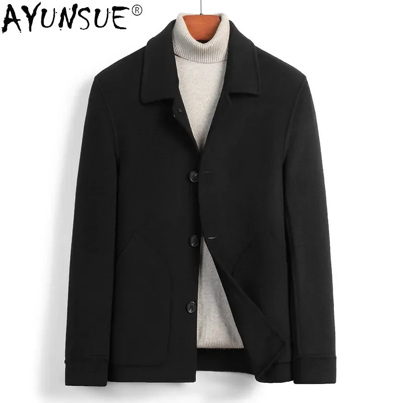 

Short Double-sided 100% Wool Coat Men's Fashion Trend Coats Male High-end Light Business Jacket Men Clothing Spring Fall FCY4779