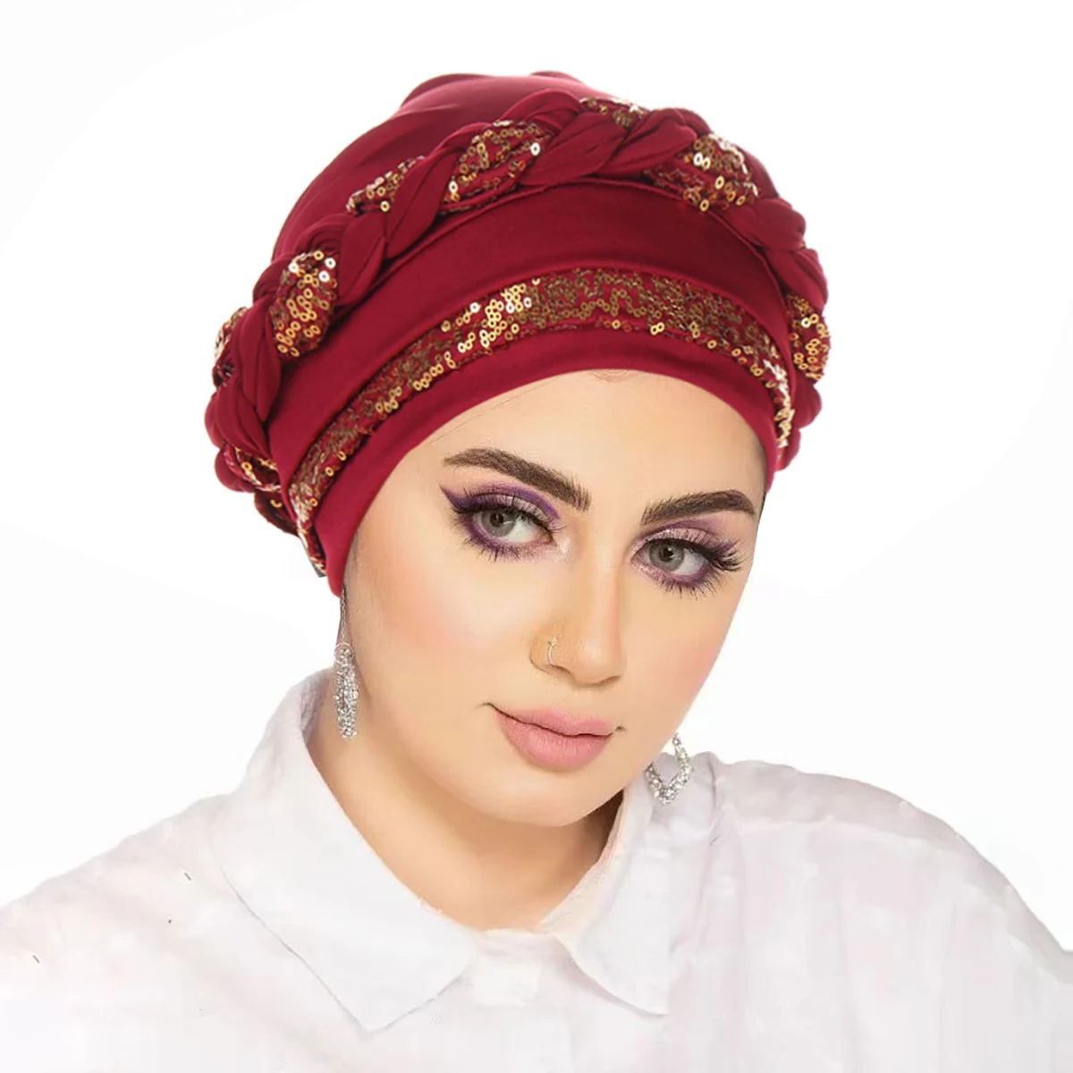 جديد النساء الحجاب عمامة القبعات الترتر بلون جديلة تويست قبعات السرطان العلاج الكيميائي بيني قبعة حك مطلي غطاء فقدان الشعر