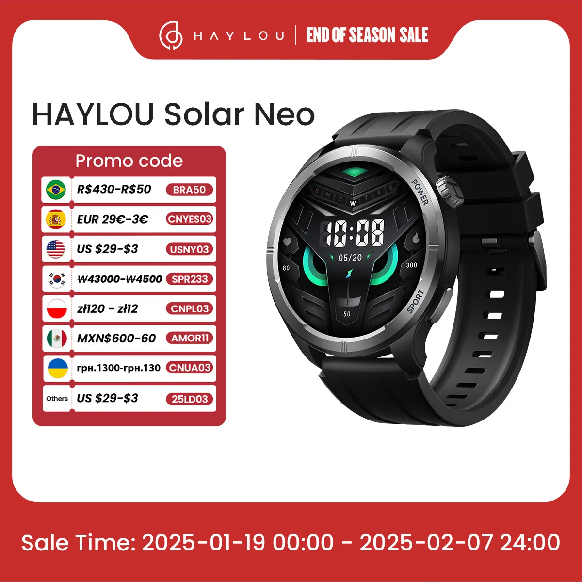 HAYLOU Solar Neo Smart Watch 1.53'' HD Display Bluetooth Call 24H Health Monitoring Smartwatchs Men Women Smart Sport Watchs