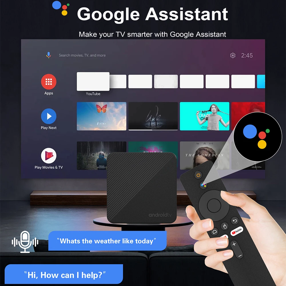 Android TV Box Android 14 T8 RK3518 Google Assistant Dual Wifi 5G Wifi6 Netflix 8K Video 8GB 128GB مشغل الوسائط مجموعة صندوق علوي سريع #4