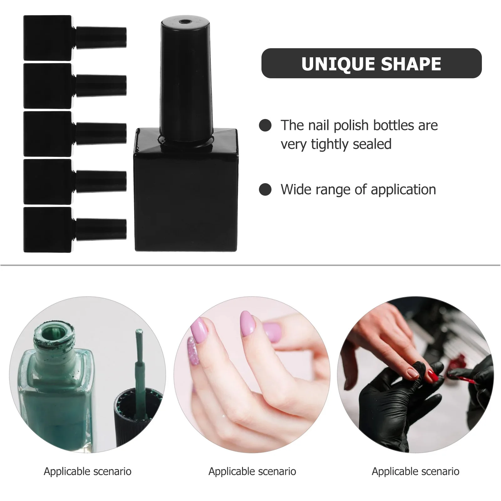 

6Pcs Refillable Nail Polish Bottles Glass Small Empty Bottles Portable for Gel Polish Nail Shops Salons Travel