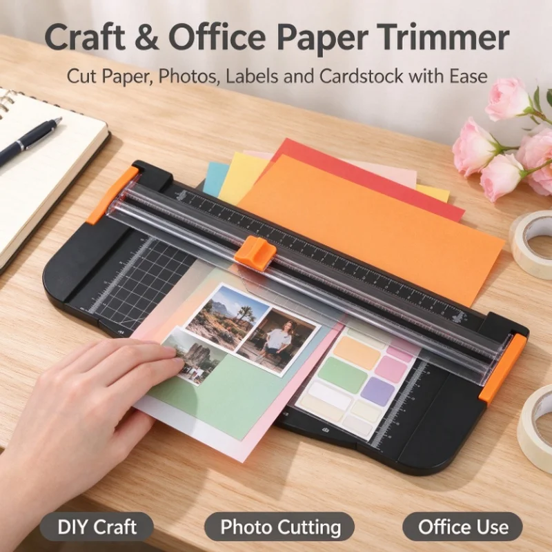 Double Direction Portable Paper Cutter, A3 A4 A5 Photo Paper Trimmer, School Office Student Handbook Making Stationery,Christmas
