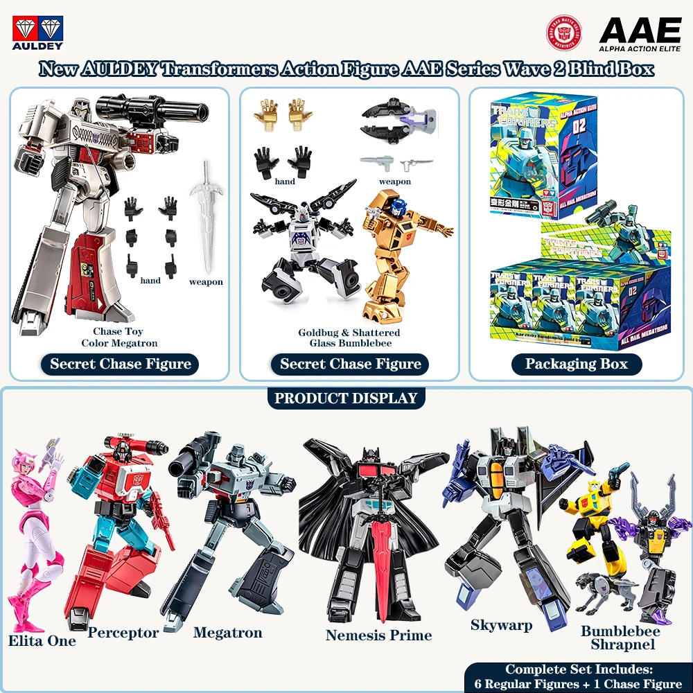 AULDEY Transformers AAE Series Wave 2 Blind Box Secret Chase Color Megatron G1 Articulated Action Figure Collectible Model Toy