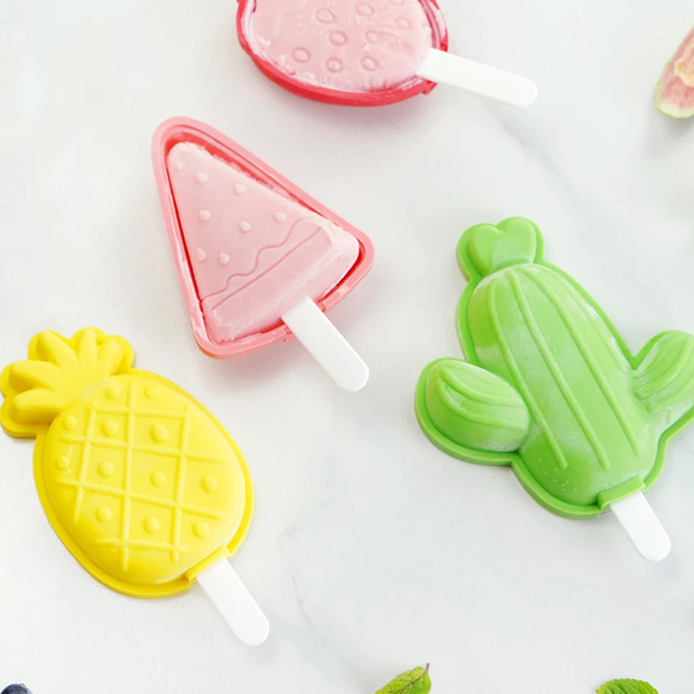 Double-layer Thawing Silicone Mold Cactus Pineapple Ice Cream Mold Homemade Ice Crate Strawberry Ice Cream Mold Popsicle Mold image 4