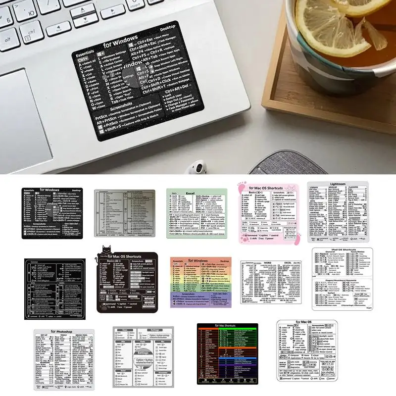 ملصقات مرجعية سريعة لنظام التشغيل Windows ، ملصق اختصار ، دليل Word Excel ، الكمبيوتر المحمول Air و Pro