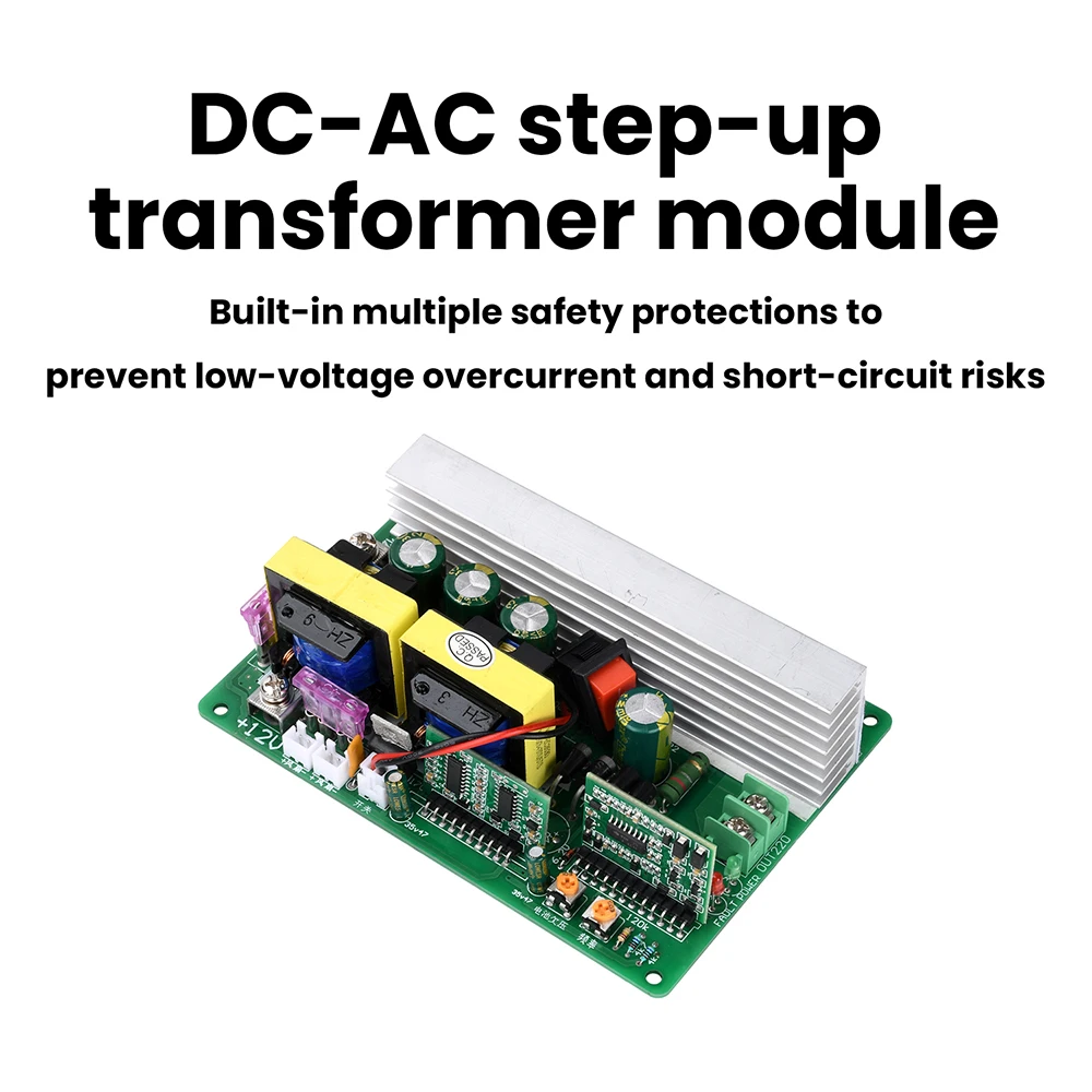 500W DC 12-14.5V to AC 220V Inverter Module with Switch and Fan Interface DC-AC Step up Transformer Supports Domestic Appliance