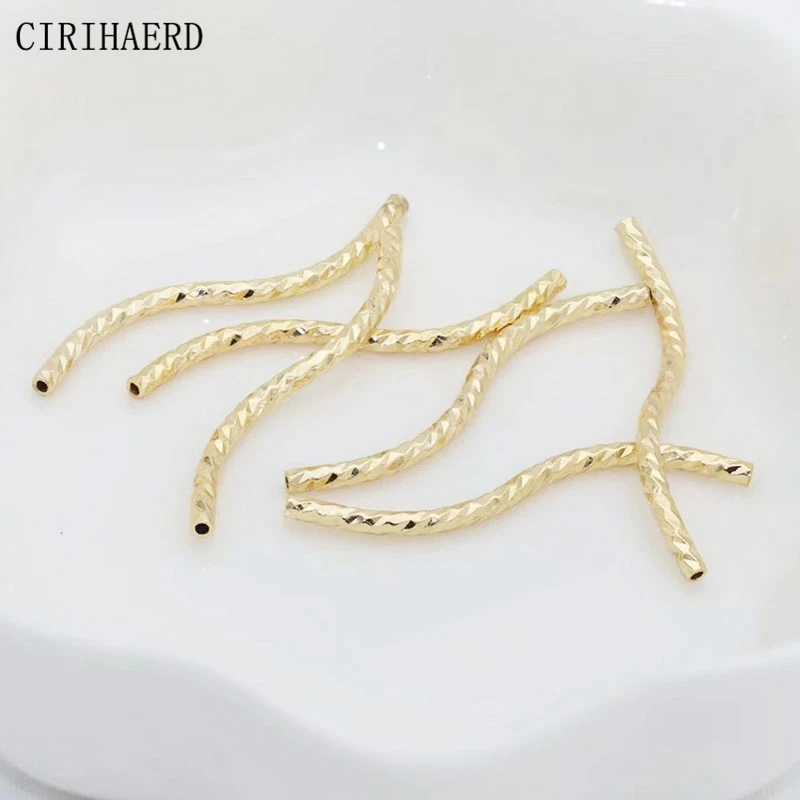 20PCS Brass Metal Twisted Tube Beads Connector Silver/14K Gold Plated S Shape Curved Tube For Bracelet Jewellery Making Supplies