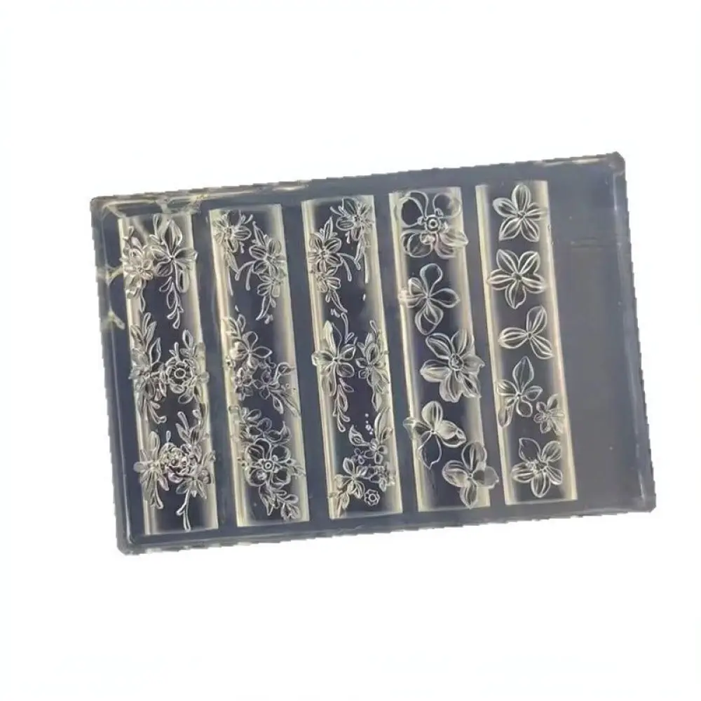 3D Nail Art Silicone Mold Flower Vine Relief Stencil French Style Manicure DIY Tool Flexible Transparent Decoration