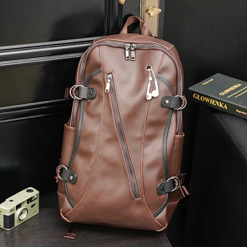 2023 New Leather Men Antitheft Travel Backpack Business Male  Laptop Bag Daypacks Large Capacity Travel College School Bag