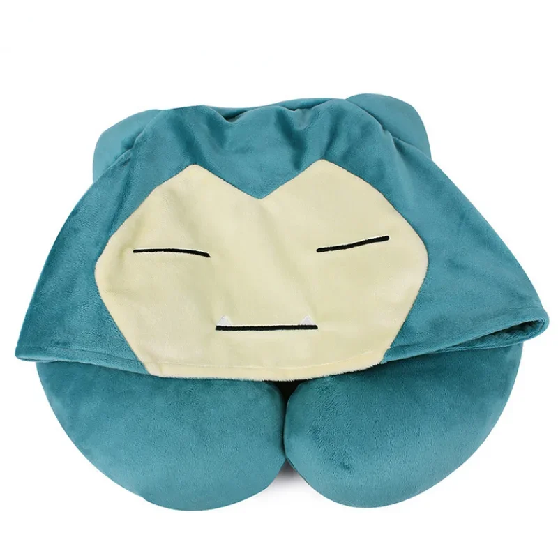 Pokemon Snorlax U Shaped Neck Pillows With Hat Soft Travel Pillow Massage Neck Pillow Sleeping Airplane Pillow Cervical Bedding