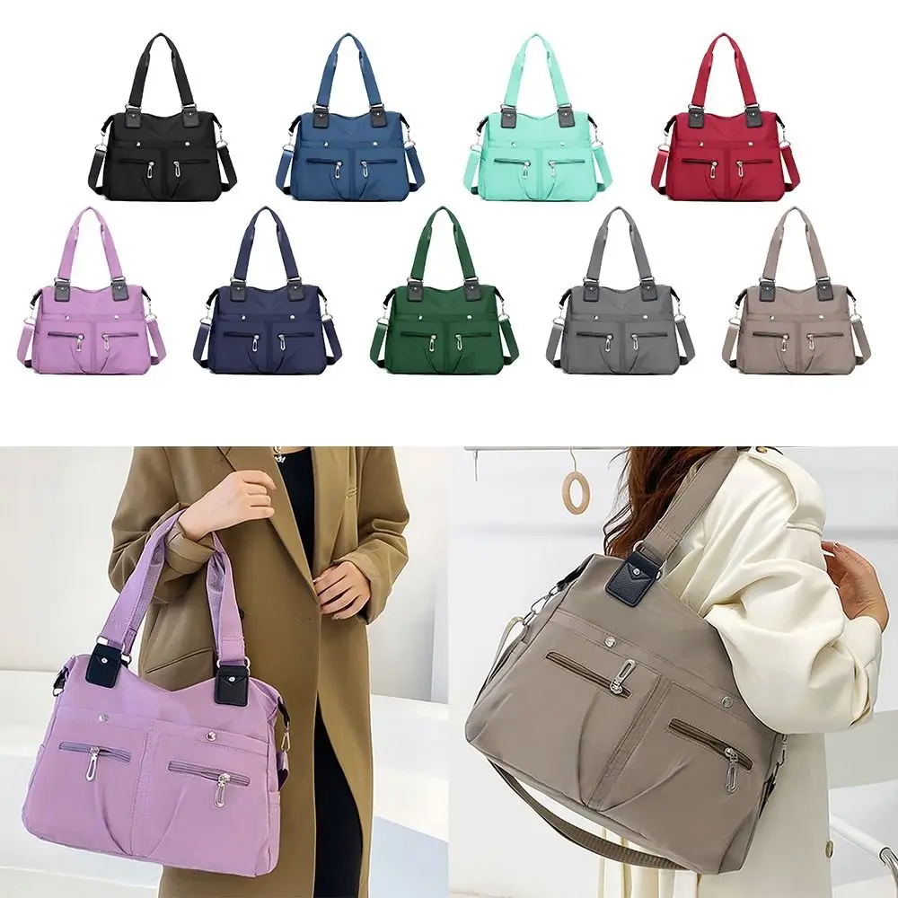 Large Capacity Shoulder Bag Waterproof Multi Pocket Women Tote Nylon Bag Portable For Work