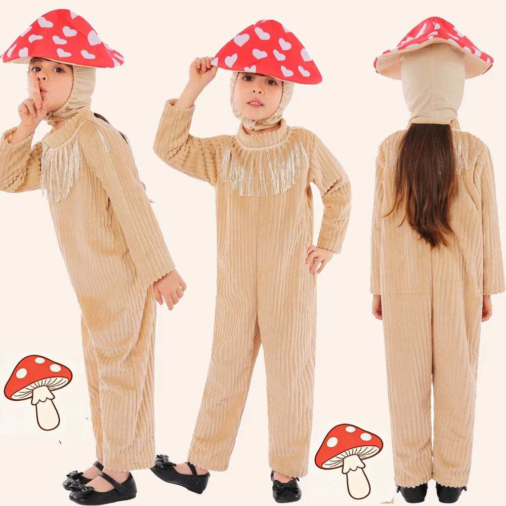 

Mushroom Cosplay Costume Party Clothes Halloween Stage Performance Costumes Boys Girls Funny Carnival Holiday Party Set