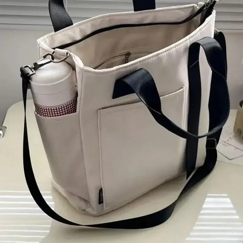 

Новая повседневная сумка-тоут большой емкости, нейлоновая водонепроницаемая парусиновая сумка, простые модные сумки-мессенджеры для школьниц