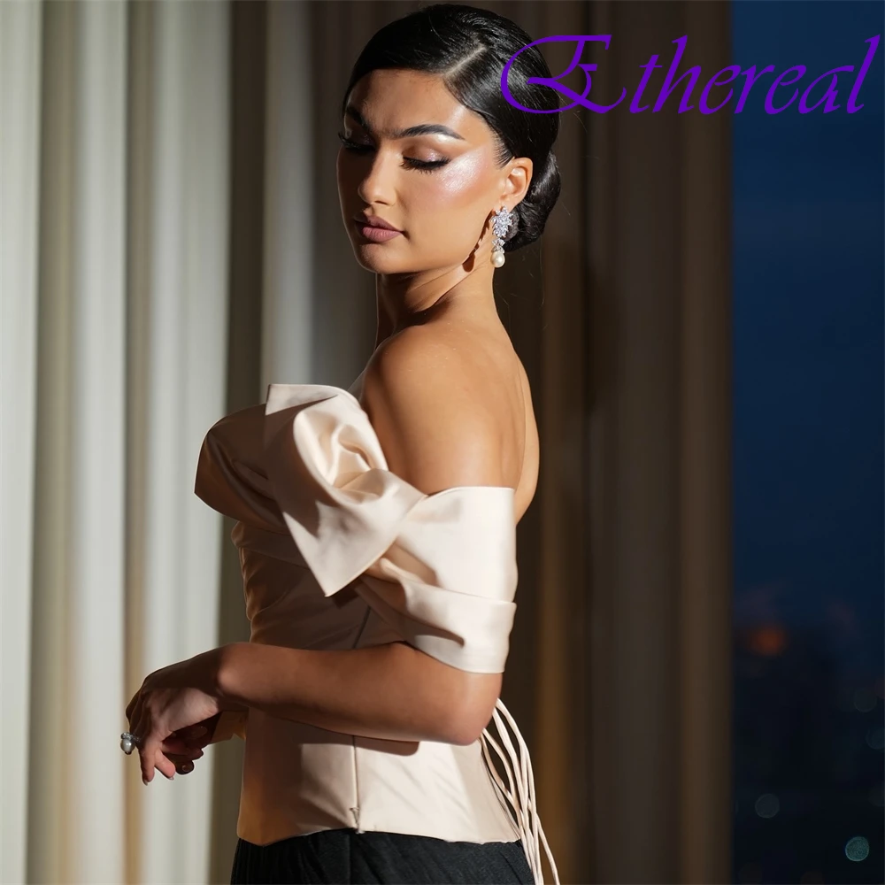 تخصيص أنيقة قارب الرقبة مساء اللباس أزياء الشيفون فساتين حفلة موسيقية حساسة التباين اللون فساتين المناسبات الخاصة #5