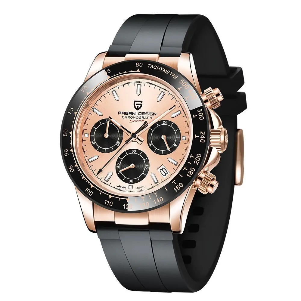

PAGANI DESIGN 1664 Top Luxury Brand Men Watches Rubber Strap Sapphire Glass Sports Watch Chronograph Men Quartz Watch