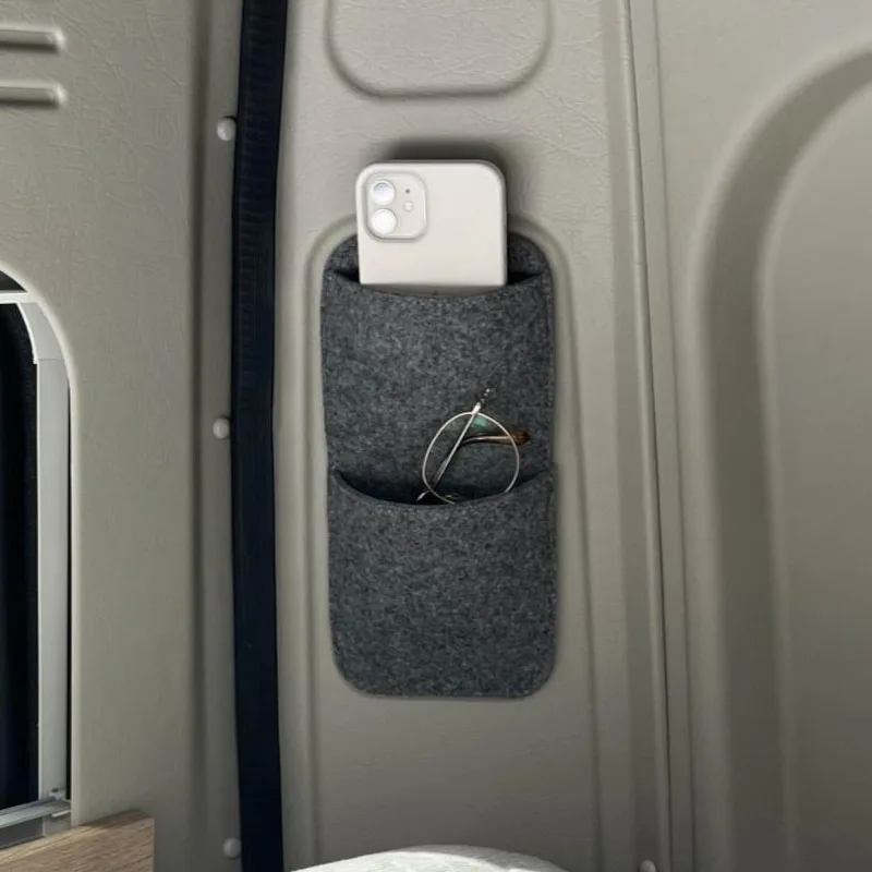 RV Felt Wall-Mounted Storage Bags No-Drill Adhesive Bedside Storage Bags For Storing Mobile Phones Glasses Campervan Accessories