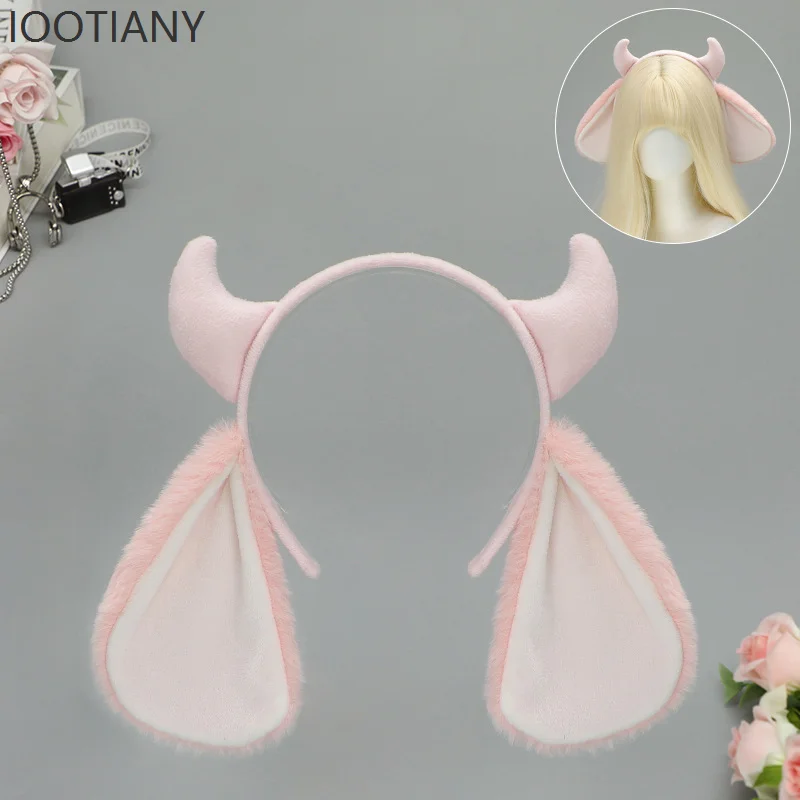 Women's Lolita Plush Sheep Horns Sheep Ears Headband Cute Animal Headdress Cosplay Party Performance Costume Dress Up Props