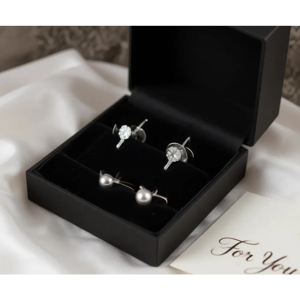 3 Pares de Pendientes de Plata de Ley con Parte Posterior Plana para Mujer, para Tragus, Concha, Hélix, Cartílago, en Forma de Corazón