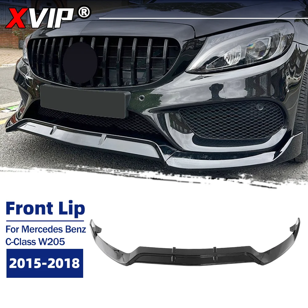 

XVIP Glossy Black 3-Piece BBS Style Front Bumper Lip Spoiler For Mercedes Benz C-Class W205 2015-2018