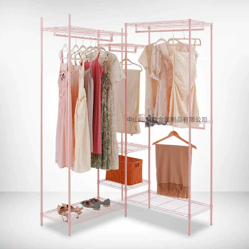 Kawajing corner large capacity modern clothes hanger household all-steel wardrobe combined simple wardrobe coat rack
