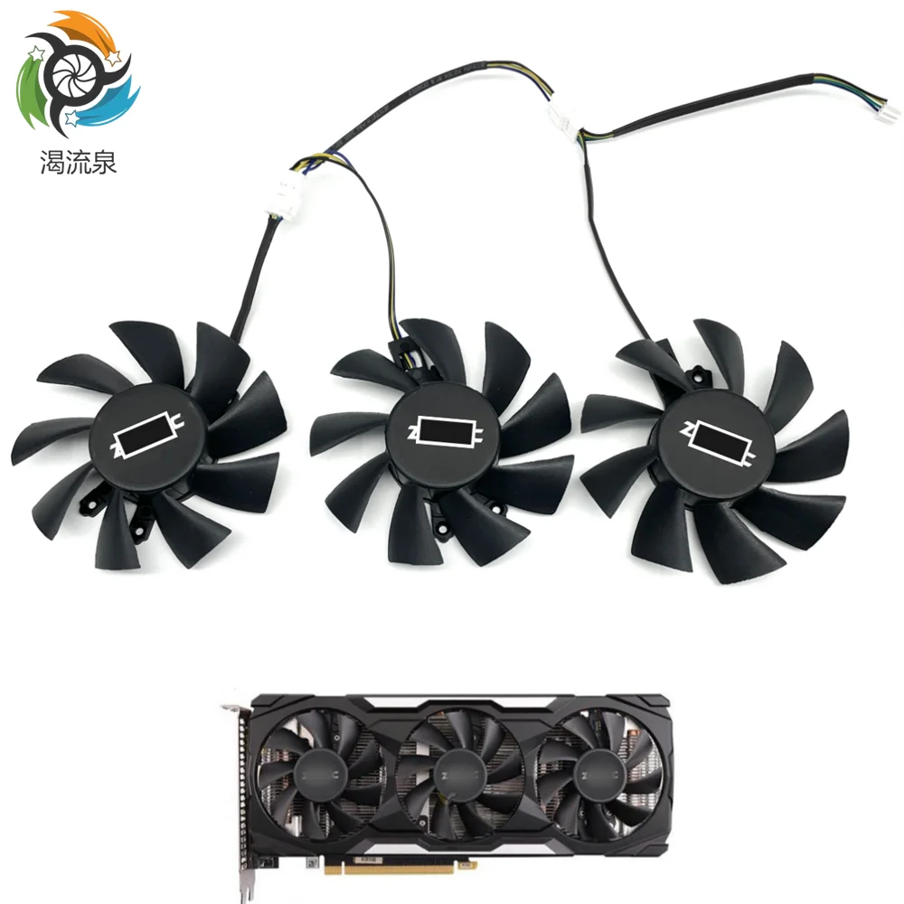 

New 75mm 12V 4P GPU X3 Cooling Fan For Zotac GTX 1660s 1660ti RTX 2060 2060s 3060ti Graphics Card Cooler Fan