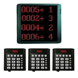 3 Keyboard and 1 Big Screen with 4-Lines Show Number with Counter Wireless Restaurant Hospital Queue Calling Number System