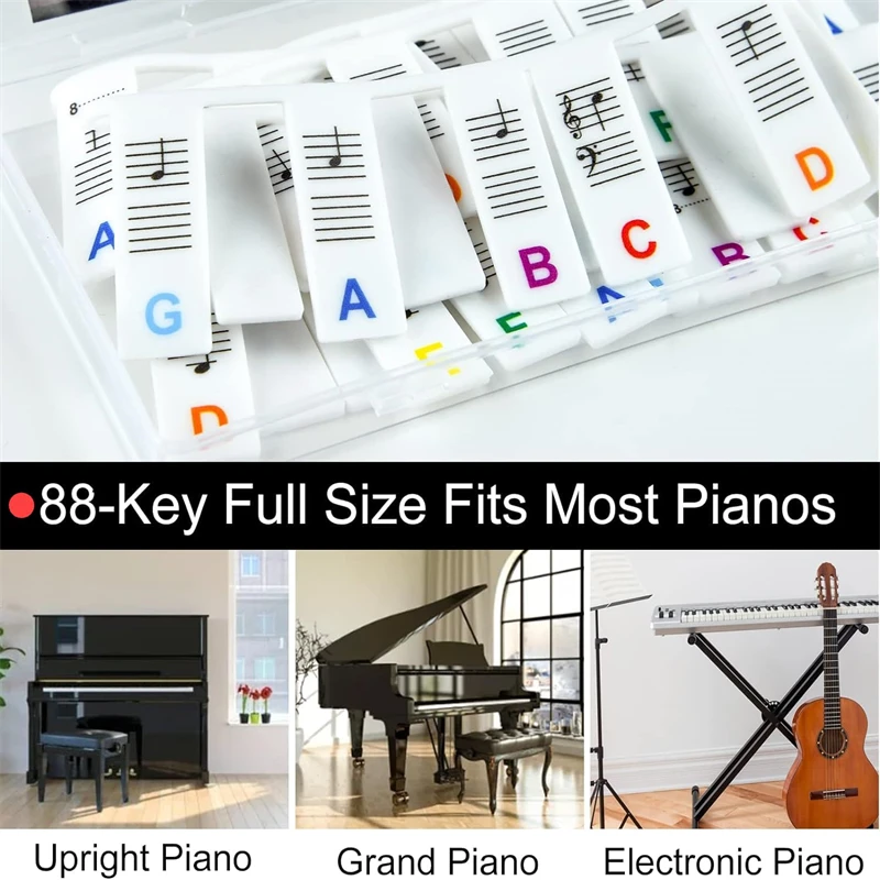 Piano 88 Key Sticker Beginner Keyboard Note Marker Piano Removable Key Stickers For Beginners Kids Electronic Piano Note Bar