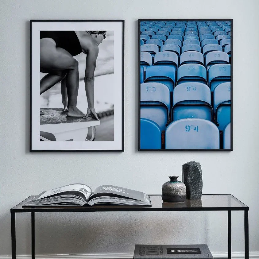 Frameless Canvas PaintingBlue Seats Home Decor Tennis Court Canvas Prints And Poster Basketball Art Painting Pictures Wall Decor