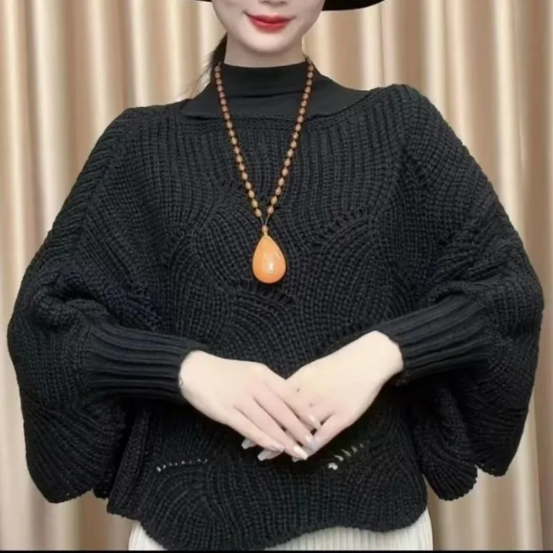 Knitted Sweater Women Bat Sleeve Oversized Shawl Poncho Pullover Korean Fashion Loose Coat Warm New